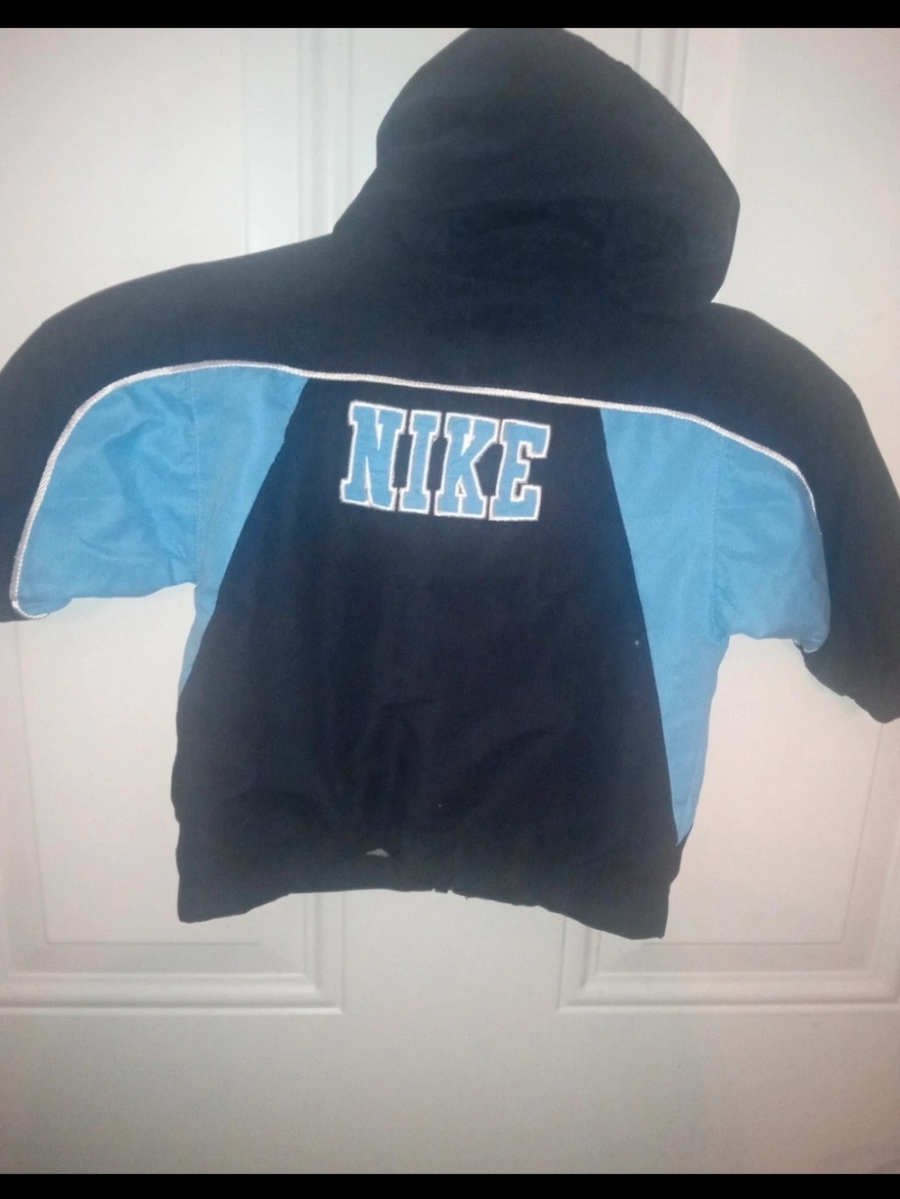 Nike Black & Light Blue Hooded Puffer Jacket for Kids
